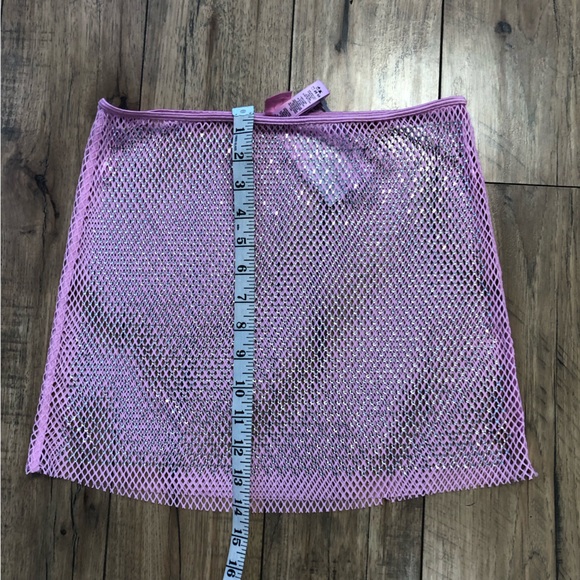 SkimsxSwarovski bubblegum pink Stretch net mini skirt - Picture 3 of 5